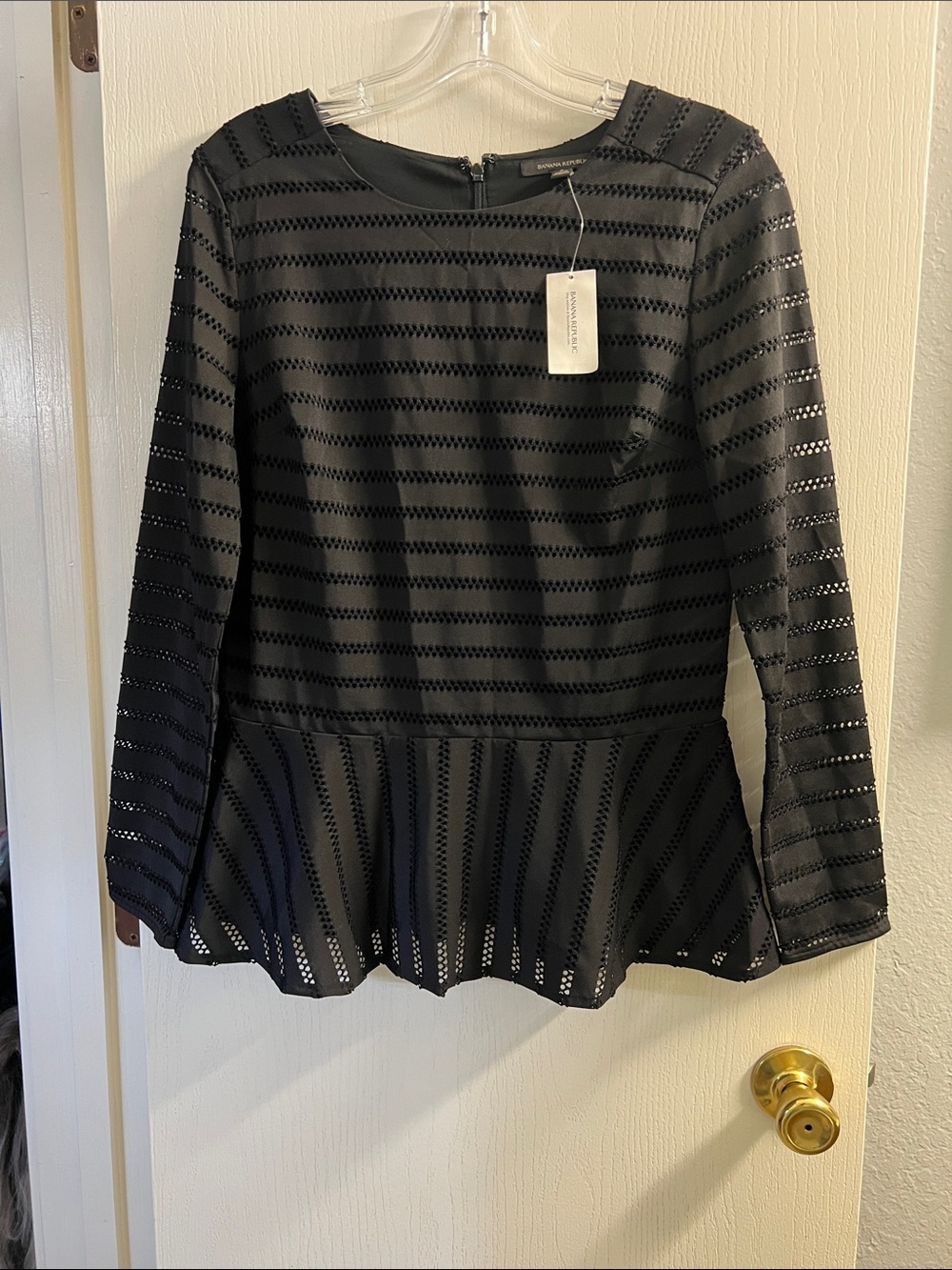 Banana Republic Black Eyelet Stripe Top